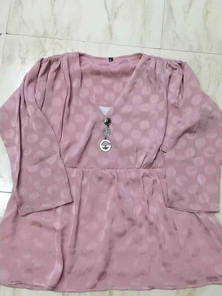 Chic Pink Polka Dot Tunic Top
