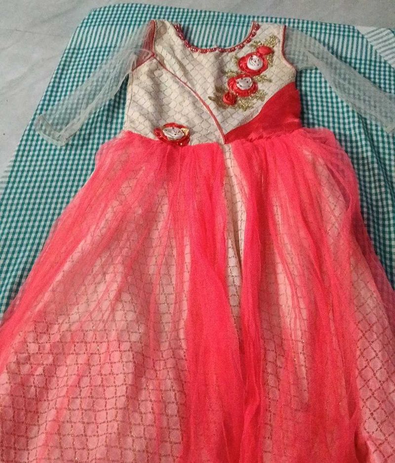 Beautiful Red &amp; Cream Embroidered Ethnic Party Wea