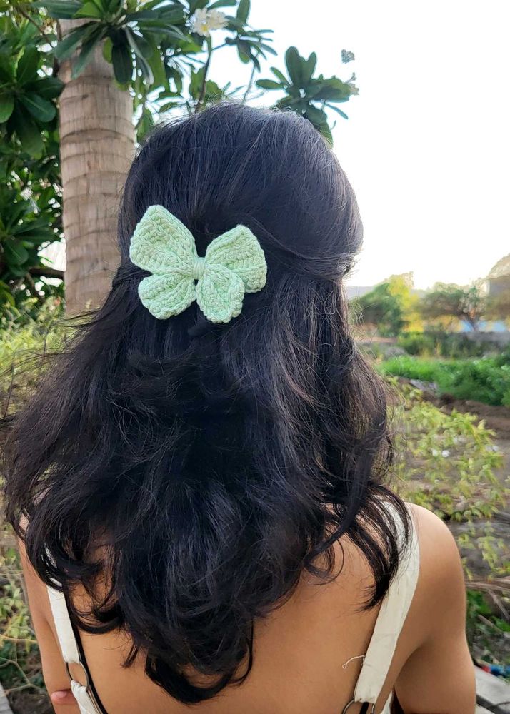 crochet bow hair clip🎀