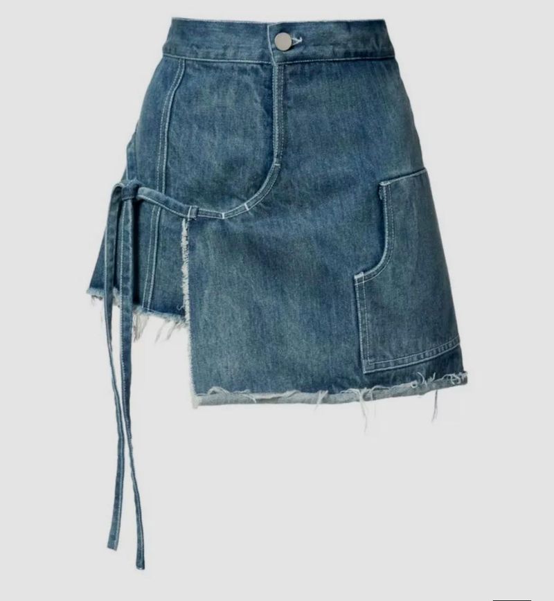 Distressed Denim Mini Skirt