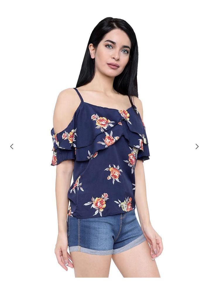Floral Print Cold Shoulder Top