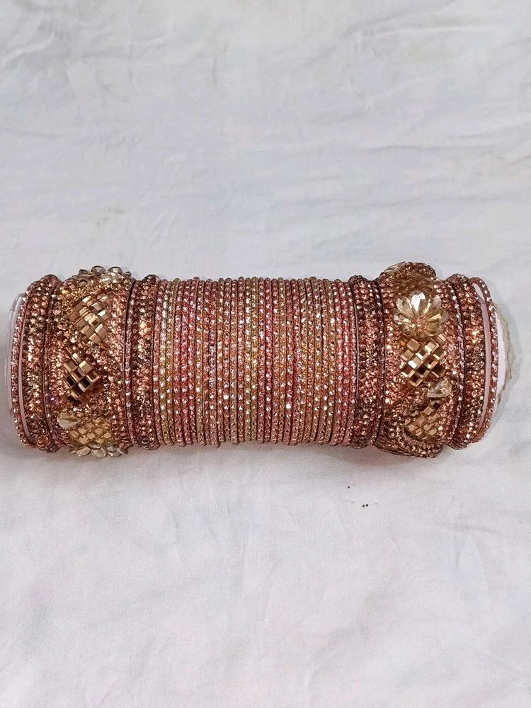 Stunning Rose Gold Embellished Bangles