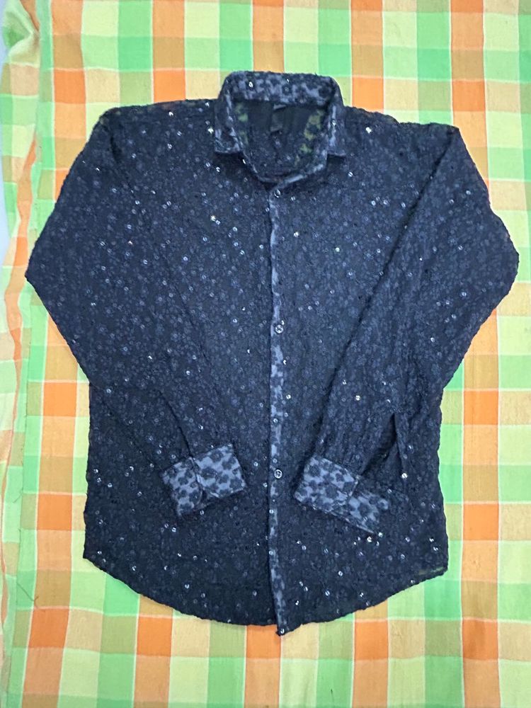 Men's Sparkly Button-Up Shirt