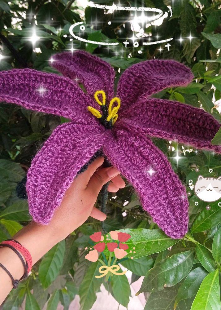 Handmade Crochet Purple Lily Flower
