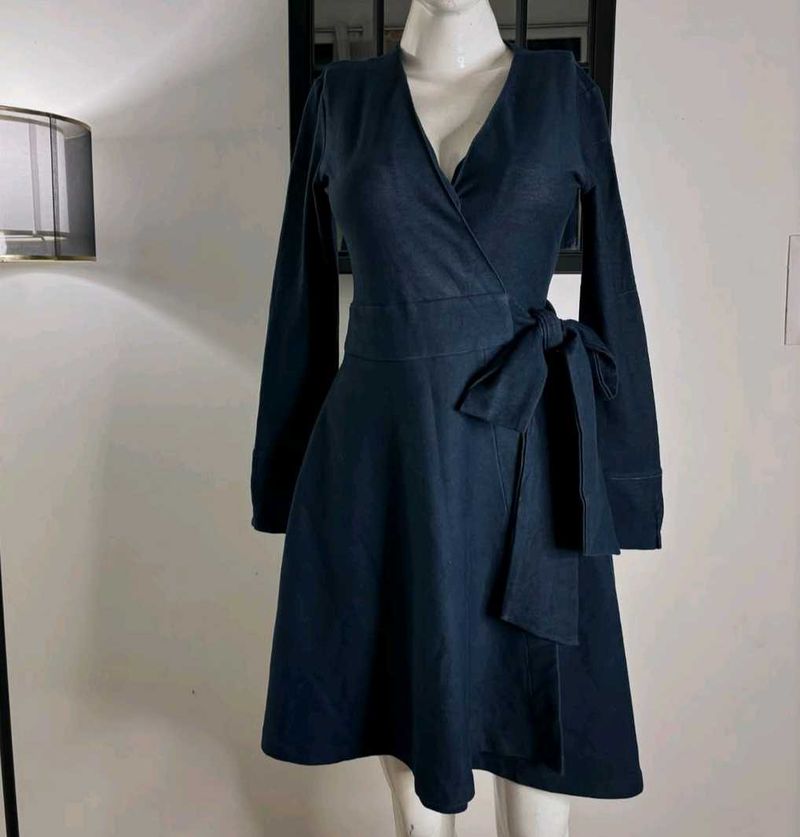 Classic Denim Wrap Dress