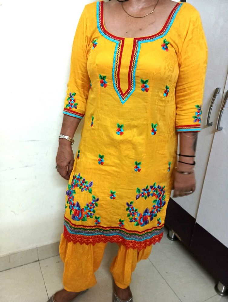 Vibrant Yellow Embroidered Kurta Set