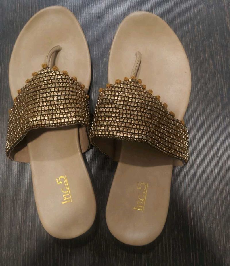 Sparkling Embellished Flat Sandals