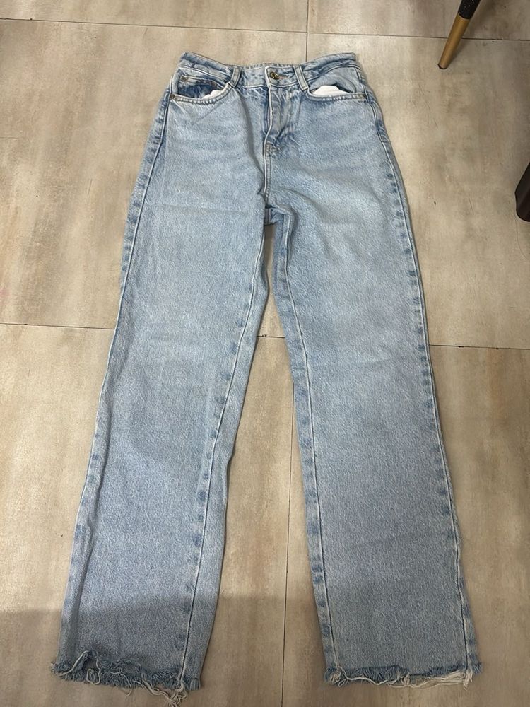 Zara Light Wash Straight Fit Jeans