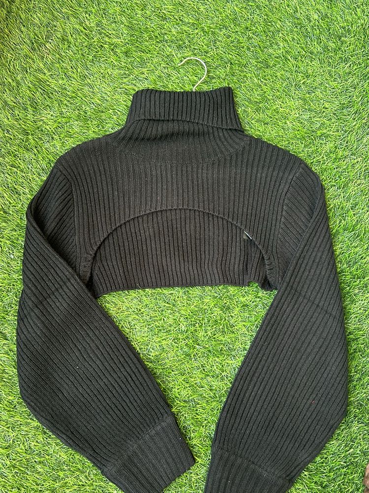 Cropped Polo Neck Jumper