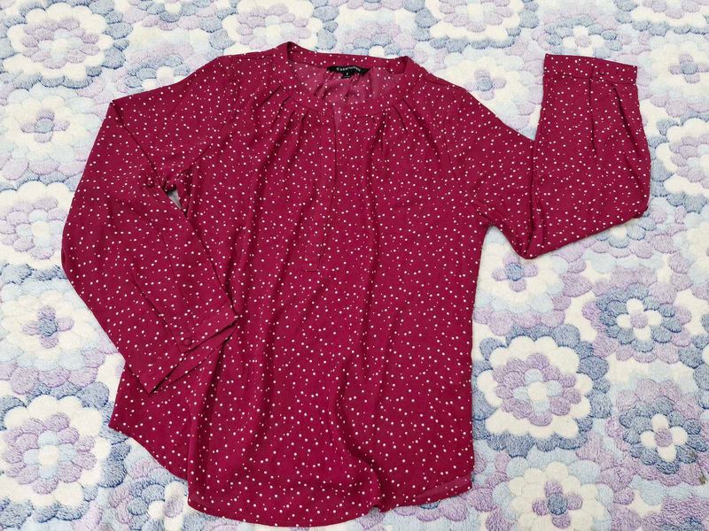 Chic Polka Dot Long Sleeve Top M