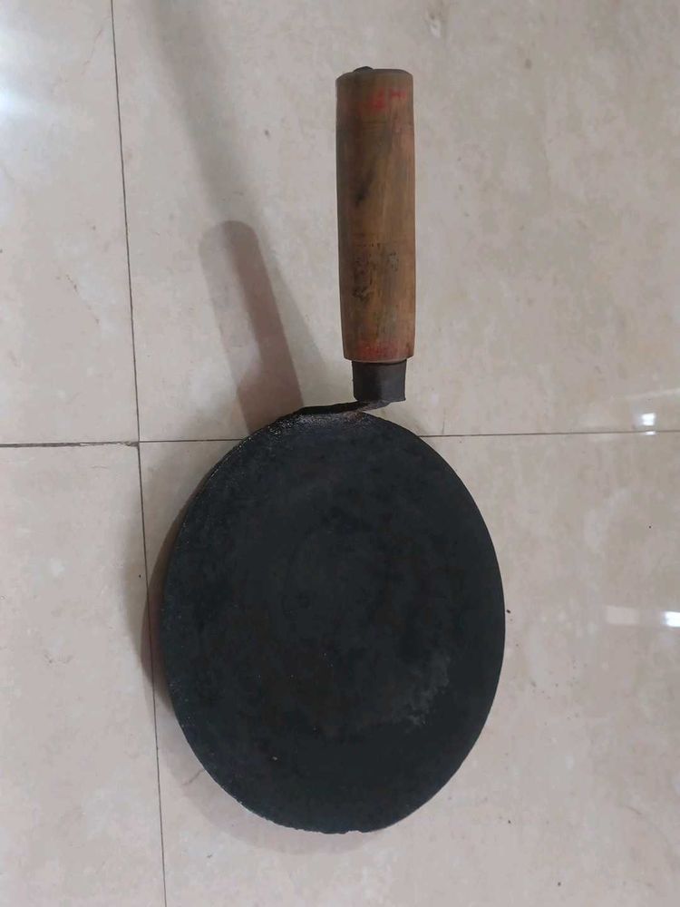 Vintage Round Tawa Griddle with Wooden Handle
