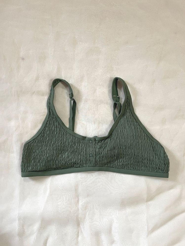 Smocked Green Bikini Top