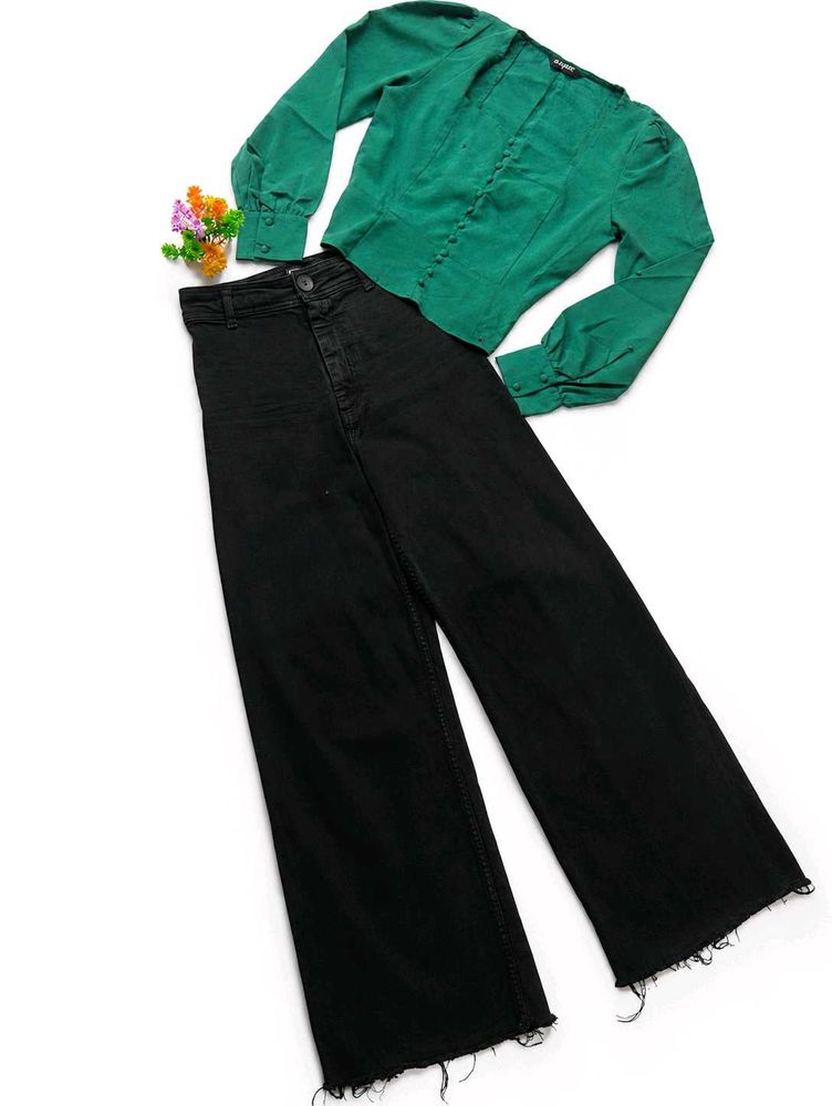 🌙Chic Top &amp; Wide leg jean (26-28 waist)