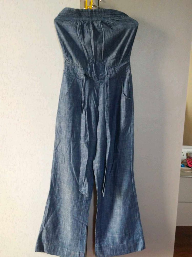 Denim Strapless Jumpsuit
