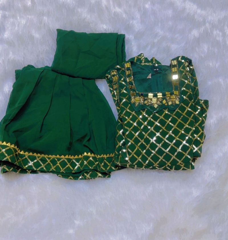 Kids Green &amp; Gold Kurta Set