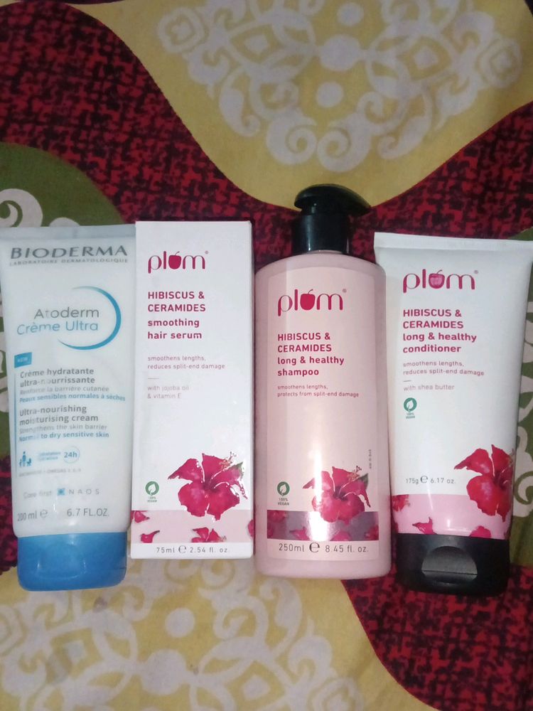 Plum Haircare Kit And Bioderma Atoderm Cream