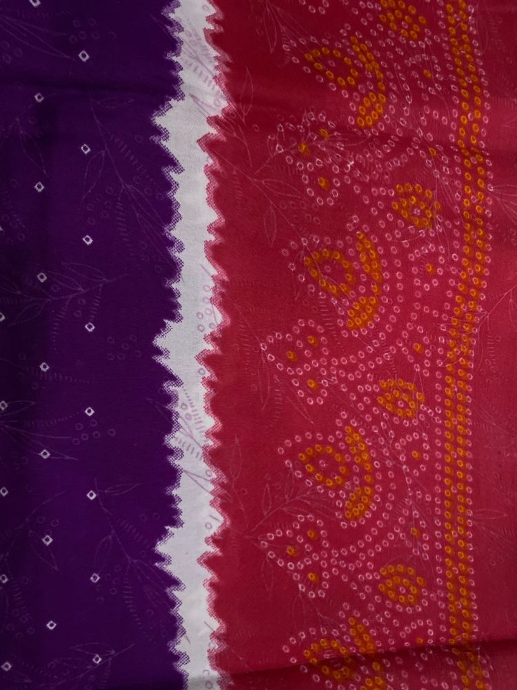 Vibrant blue and pink Bandhani Saree