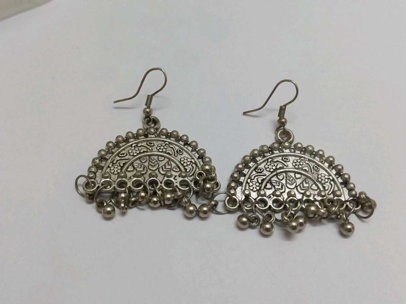 oxidised earrings and ring