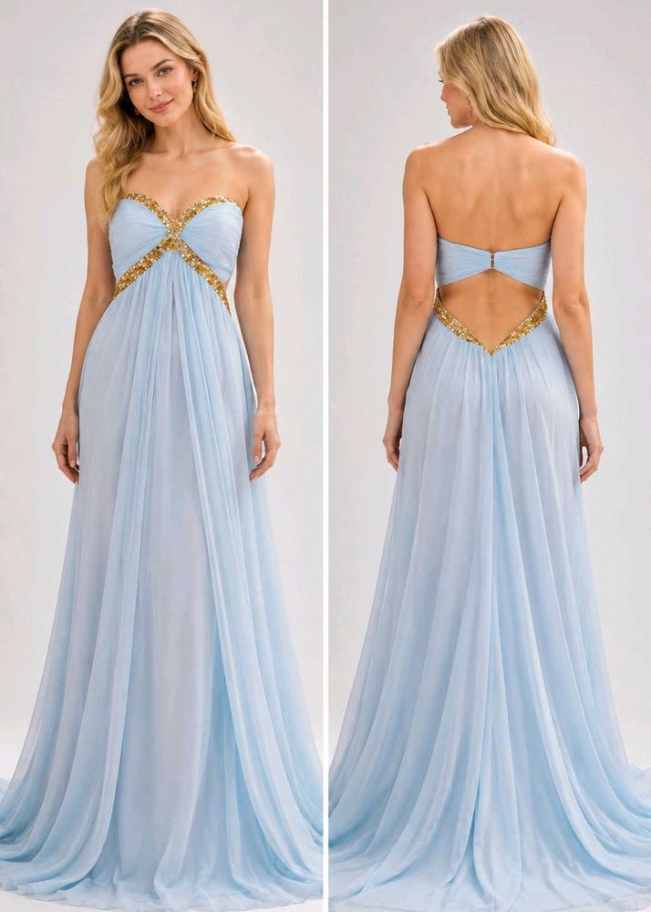 Elegant Light Blue Designer Gown | Party Wear | Fl