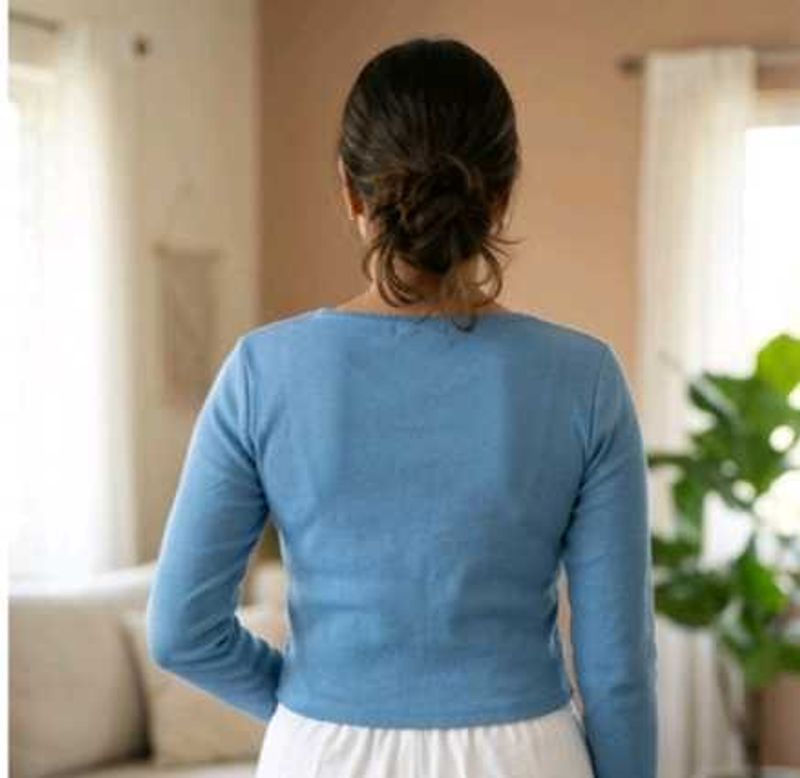 Blue Long Sleeve Crop Top