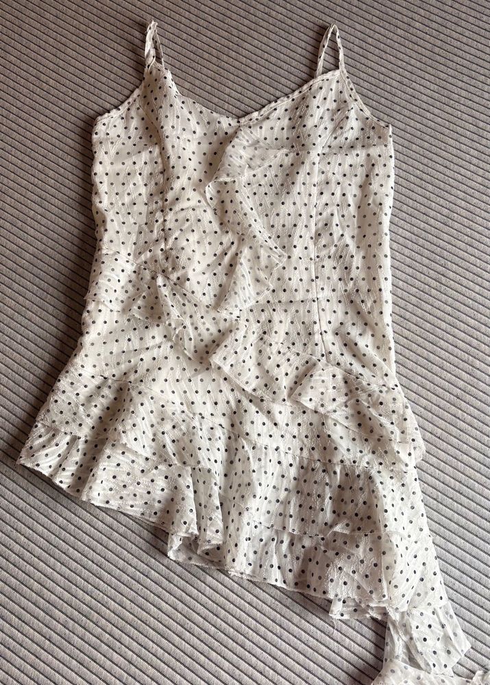 White Polka Dot Ruffle Dress