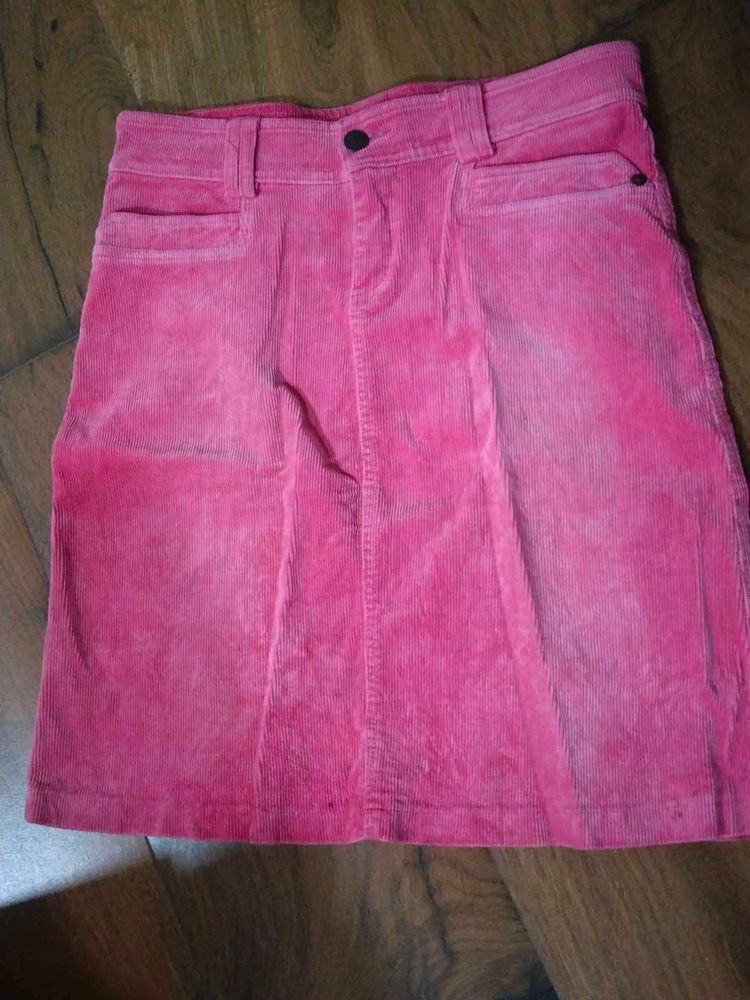 Pink Corduroy Skirt
