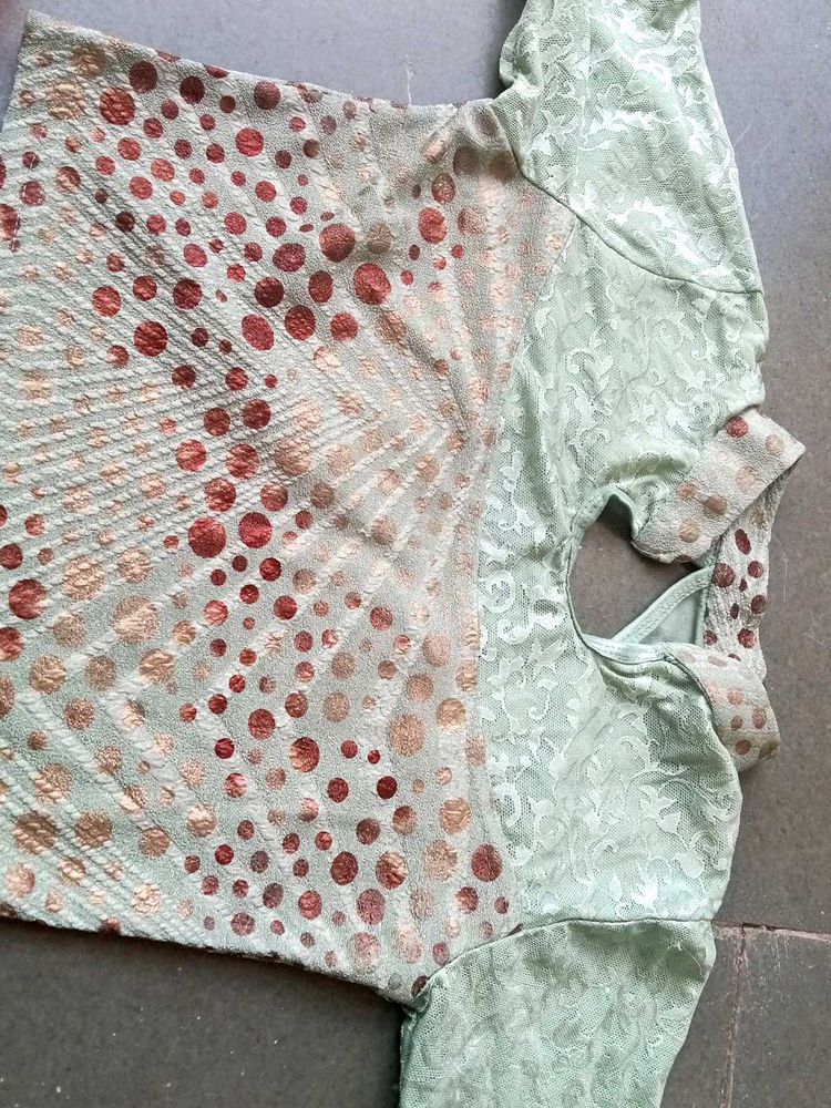 Stylish Pastel Blouse with Metallic Dots