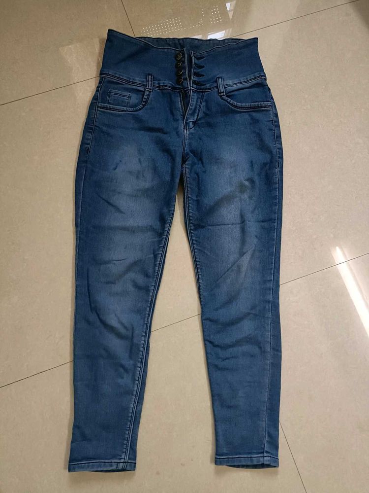 High Waisted Blue Denim Jeans
