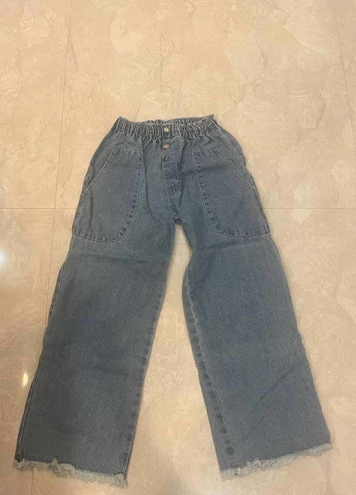 Blue wide leg jeans