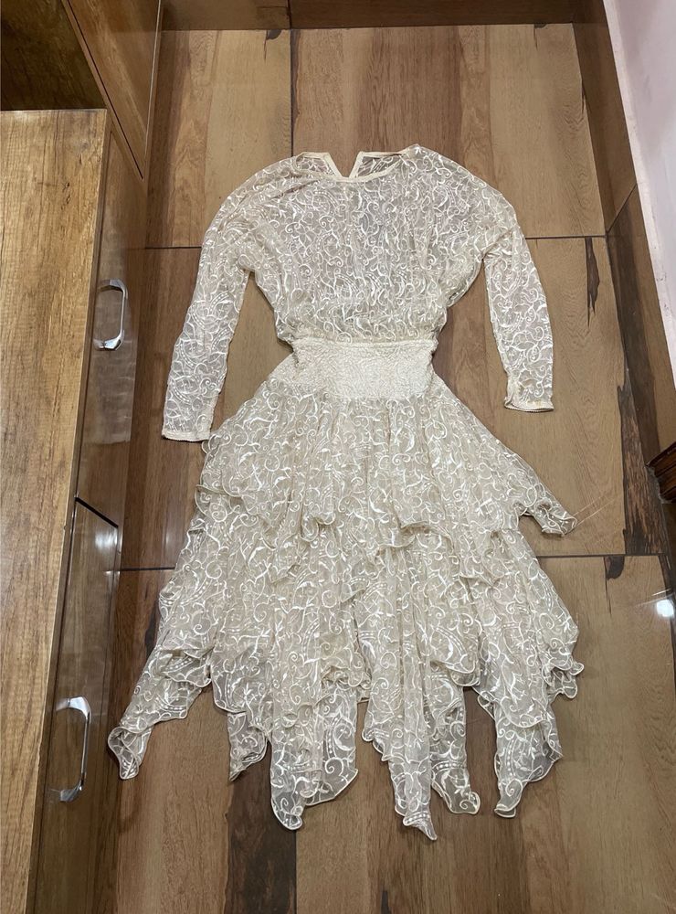 Elegant White Lace gothic dress