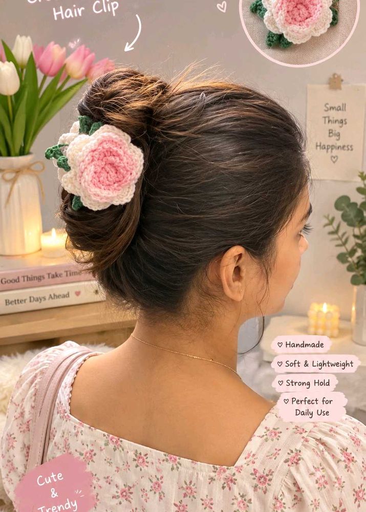 Handmade Crochet Flower Hair Clip
