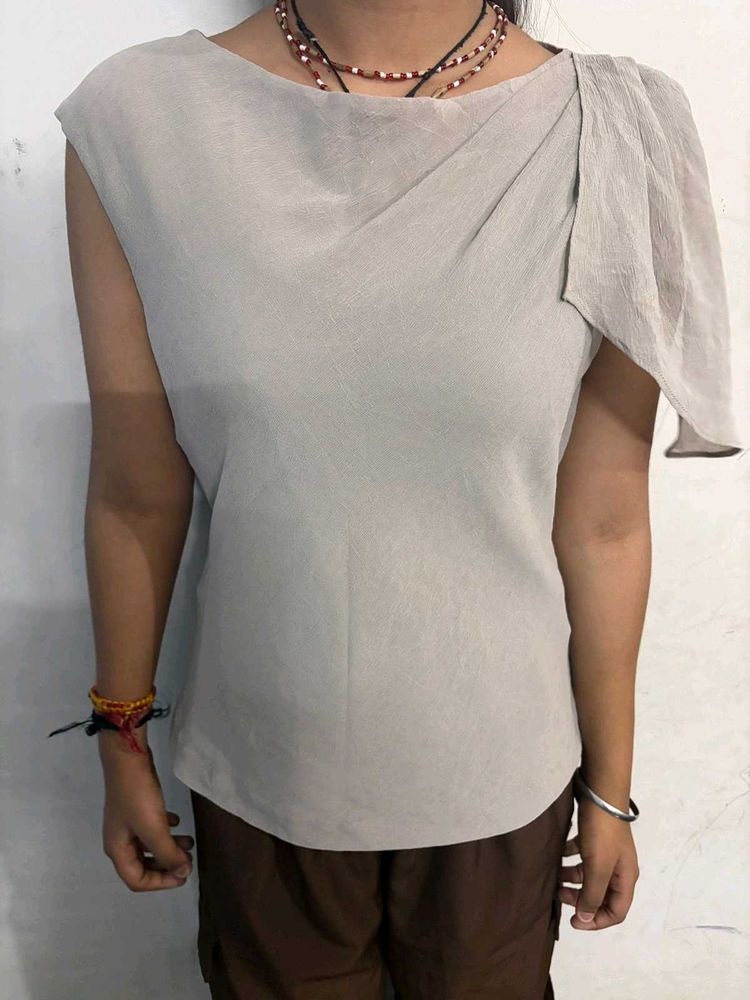 Grey Drape Top