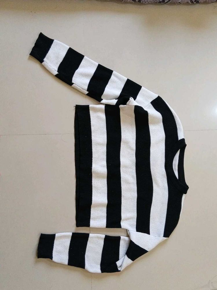 Black &amp; White Striped Sweater