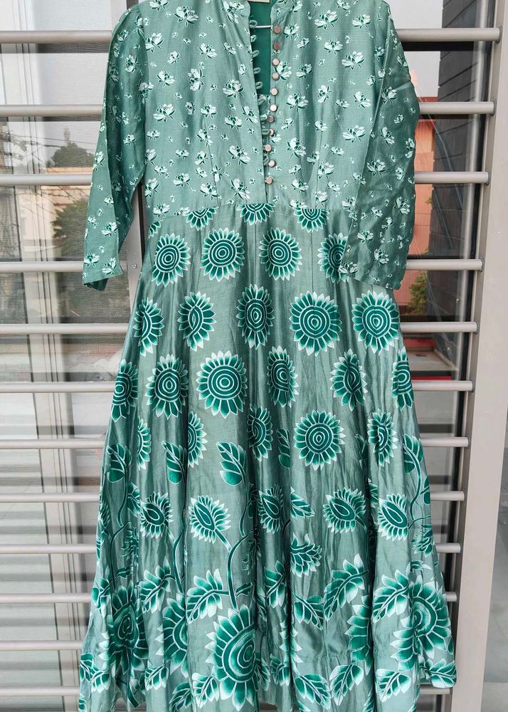 Elegant Green Floral Gown