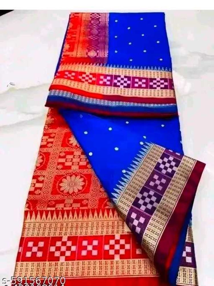 Vibrant Blue &amp; Red Saree