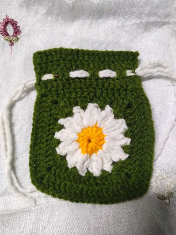 Green Crochet Pouch