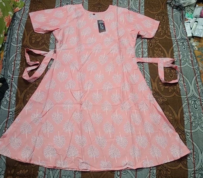 Stylish Pink Tree Print Kurta