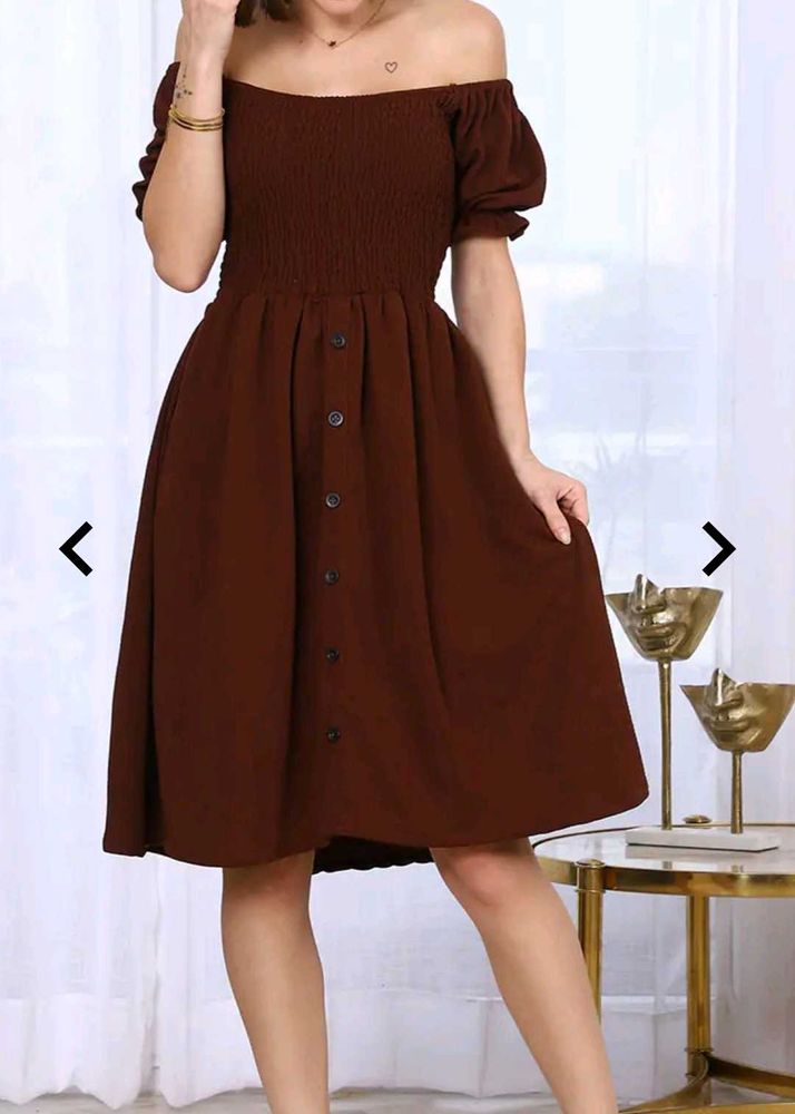 Brown Off-Shoulder with tag dress