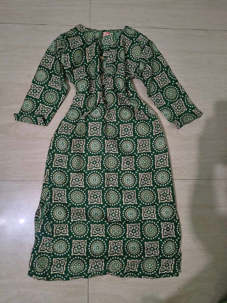 Green Bandhani Kurta