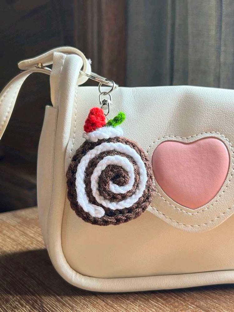 Crochet Cake Roll Keychain