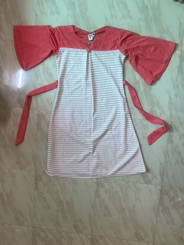 Chic Striped Dress with Bell Sleeves