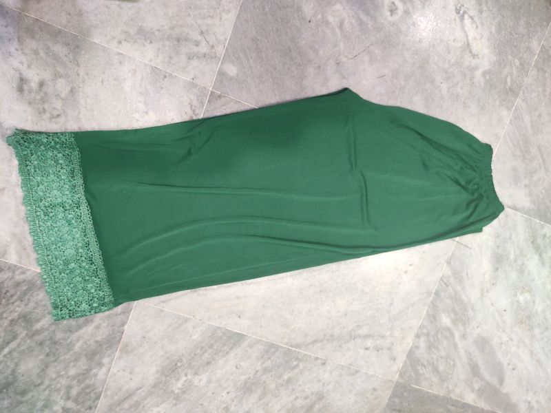 Elegant Green Palazzo Pants with Lace Trim