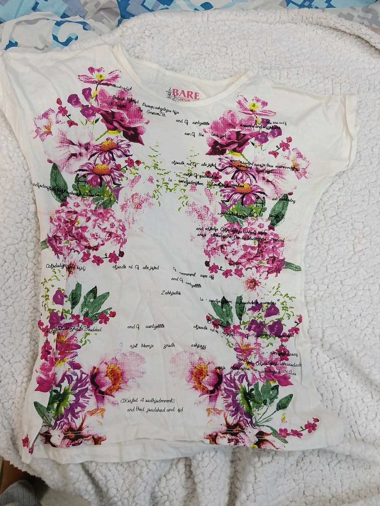 BARE DENIM Floral Print T-Shirt