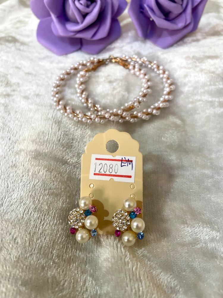 Sale Offer‼️ Combo Pearl Studs &amp; Hoop Earings