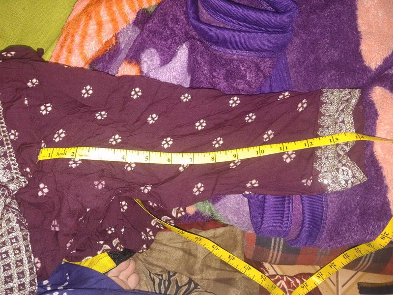 Maroon Kurta Set with Silver Embellishments