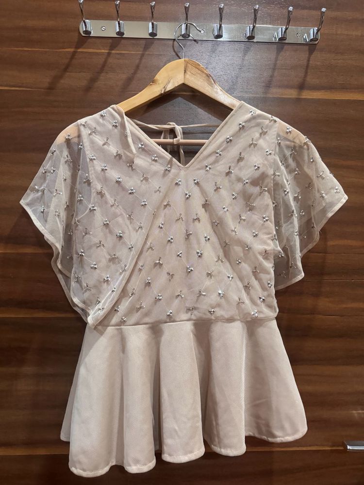 Sparkling Embellished Peplum Top