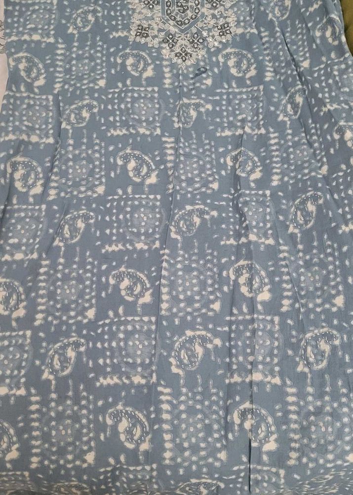 Fashor Light Blue Kurta With Work On Neck