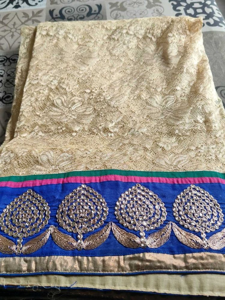 Elegant Lace Saree with Embellished Border