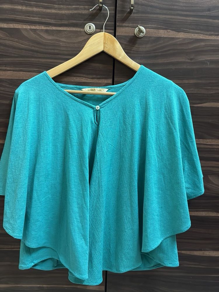 Teal Cape Style Top