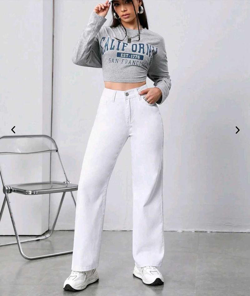 IMELDA White Wide Leg Denim Jeans
